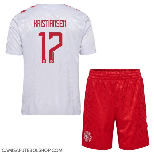 Camisa de time de futebol Dinamarca Victor Kristiansen #17 Replicas 2º Equipamento Infantil Europeu 2024 Manga Curta (+ Calças curtas)